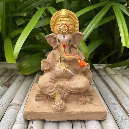 Sitting Ganesh Idol made of natural mud