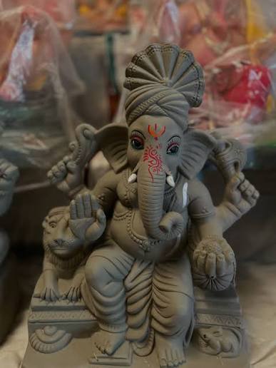 Blessing Ganesh Idol handcrafted from natural clay